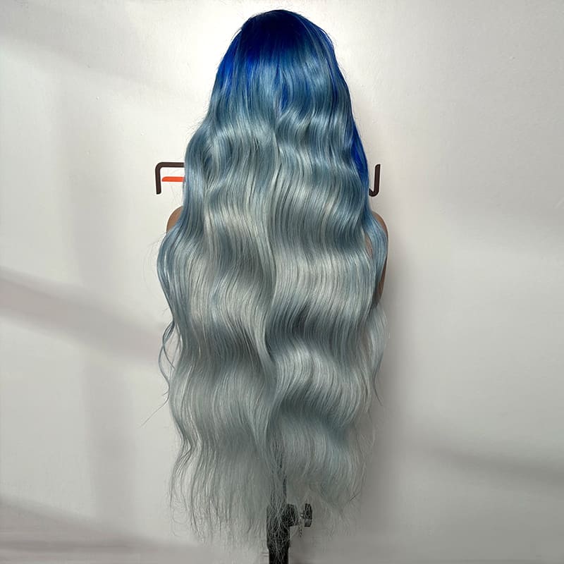 bulk order custom dye blue human hair wigs 200 density